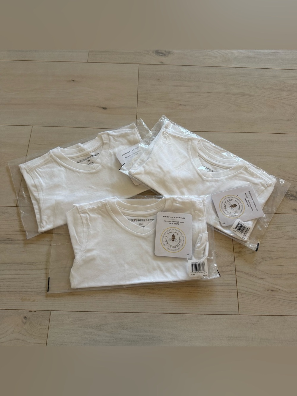 Burt's Bees Baby White Short Sleeve Crew Neck Tees - 3-Pack